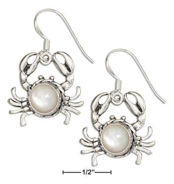 Silver Earrings Sterling Silver Crab With Mother Of Pearl Concho Dangle Earrings JadeMoghul