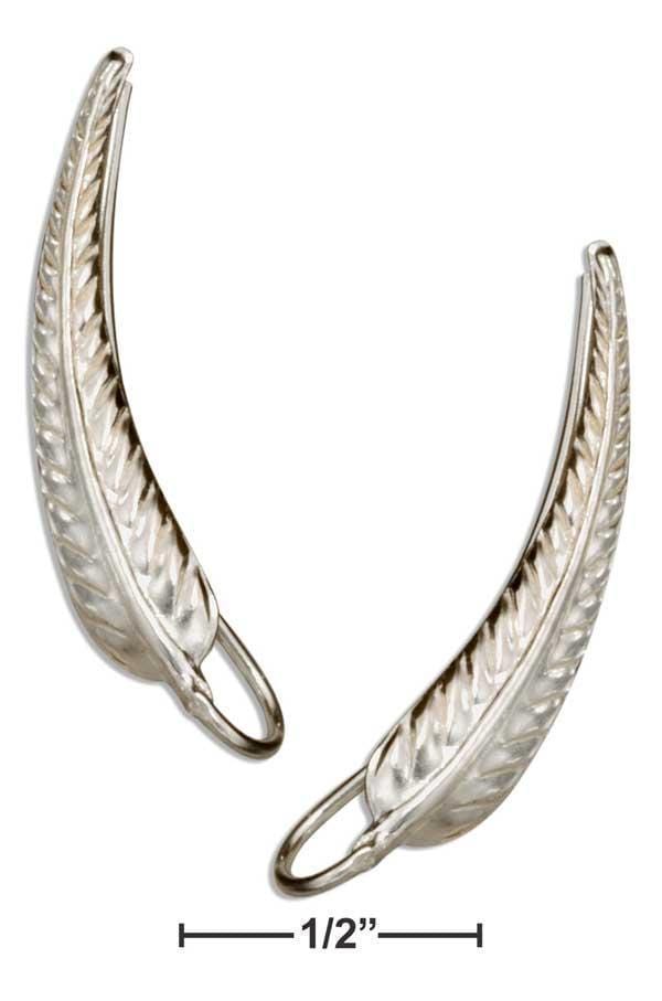 Silver Earrings Sterling Silver Curved Leaf Ear Climber Pin Earrings JadeMoghul Inc.