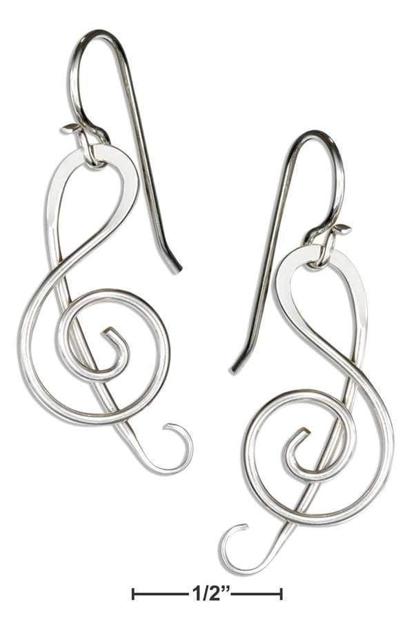 Silver Earrings Sterling Silver Dangling G-Clef Wire Earrings JadeMoghul Inc.