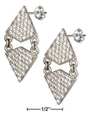 Silver Earrings Sterling Silver Dangling Micro Pave Cubic Zirconia Double Kite Earrings JadeMoghul Inc.