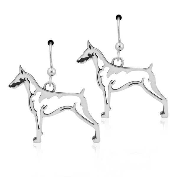 Silver Earrings Sterling Silver Doberman Pinscher Earrings On French Wires JadeMoghul