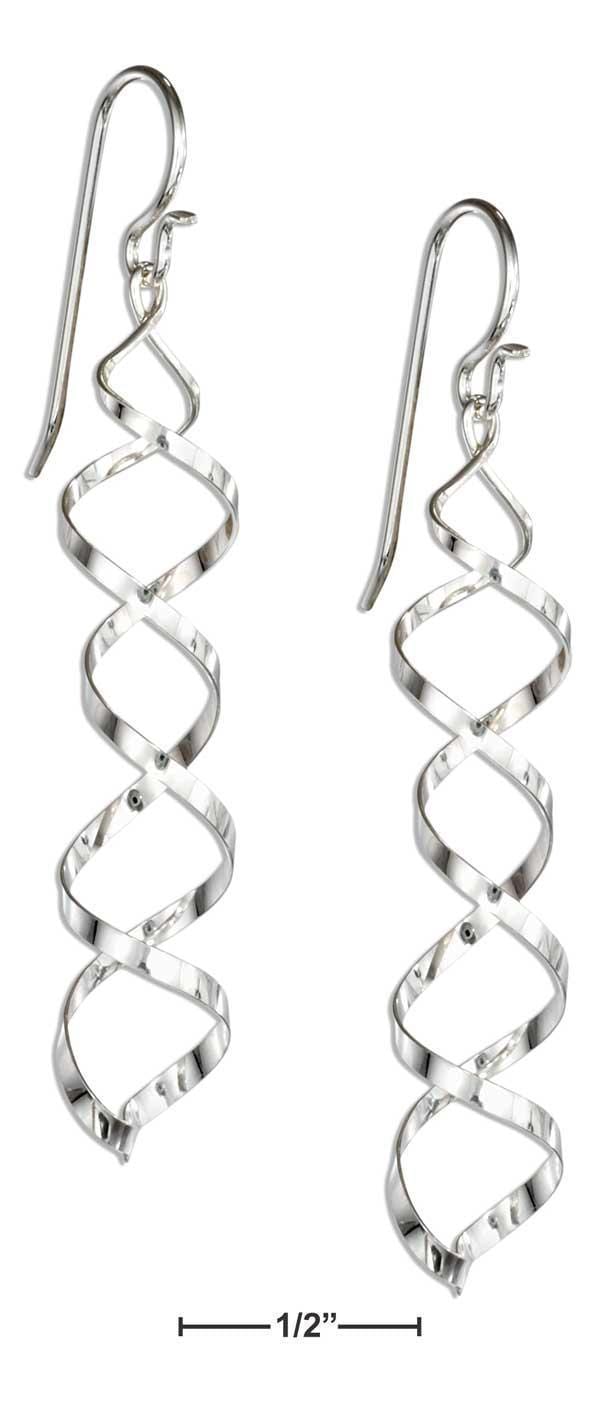 Silver Earrings Sterling Silver Double Corkscrew Spiral Dangle Earrings JadeMoghul Inc.