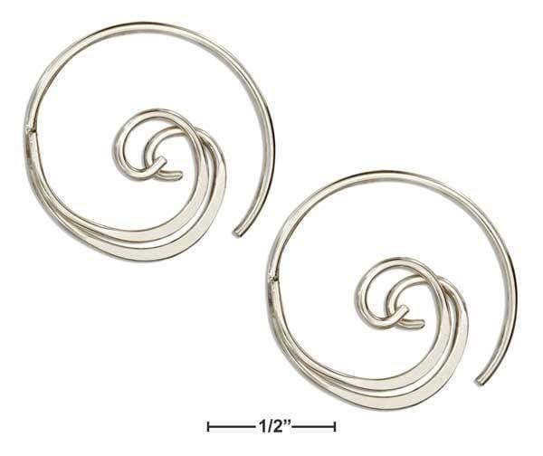 Silver Earrings Sterling Silver Double Curl Spiral Ear Threader Wire Hoop Earrings JadeMoghul