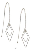 Silver Earrings Sterling Silver Double Diamond Shape Dangles Ear Threader Earrings JadeMoghul Inc.