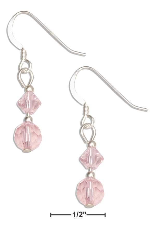 Silver Earrings Sterling Silver Double Pink Crystal Dangle Earrings JadeMoghul Inc.