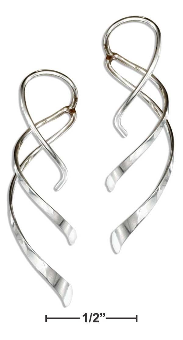 Silver Earrings Sterling Silver Double Spiral Curly Streamer Wire Earrings JadeMoghul Inc.
