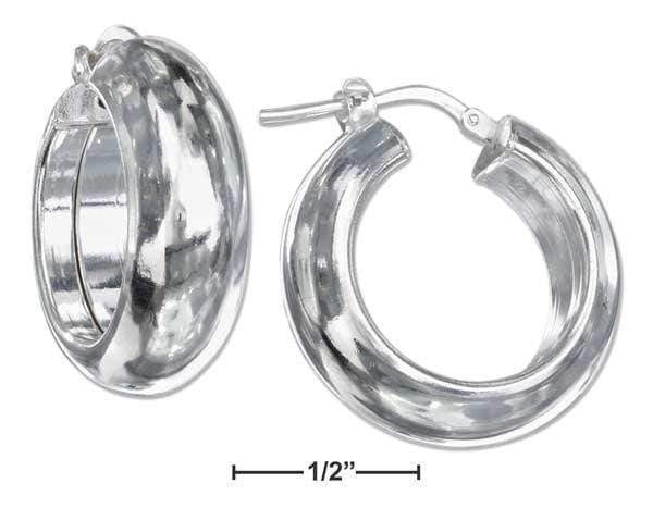 Silver Earrings Sterling Silver Earrings: 13mm Italian High Polish 8mm Wide Rounded Hoops JadeMoghul