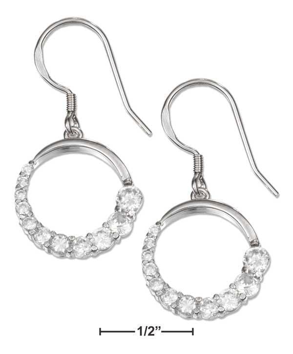 Silver Earrings Sterling Silver Earrings: 15mm Open Circle Earrings With Journey Style Cubic Zirconias JadeMoghul