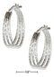 Silver Earrings Sterling Silver Earrings:  20MM Textured Three Wire Hoop Earrings JadeMoghul Inc.