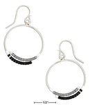 Silver Earrings Sterling Silver Earrings:  22M Wire Hoop Dangle Earring With Gray And Black Seed Beads JadeMoghul Inc.