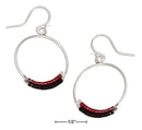 Silver Earrings Sterling Silver Earrings:  22M Wire Hoop Dangle Earring With Red And Black Seed Beads JadeMoghul Inc.