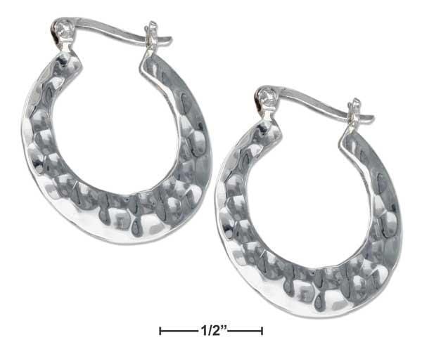 Silver Earrings Sterling Silver Earrings: 25mm Flat Round Hammered Hoop Earrings JadeMoghul