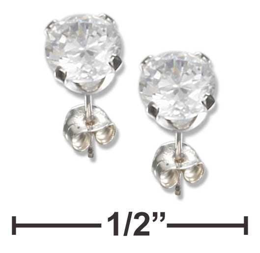 Silver Earrings Sterling Silver Earrings: 4mm Round Cubic Zirconia Post Earrings JadeMoghul