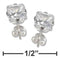 Silver Earrings Sterling Silver Earrings: 4mm Square Cubic Zirconia Post Earrings JadeMoghul