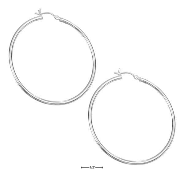 Silver Earrings Sterling Silver Earrings: 50mm Thin Tubular Hoop Earrings JadeMoghul