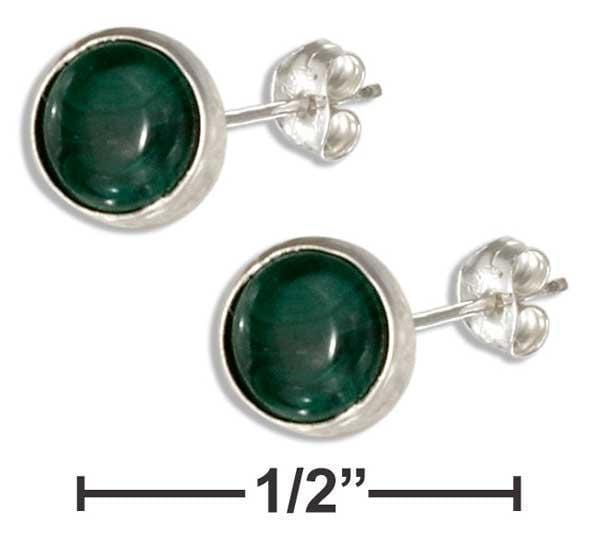 Silver Earrings Sterling Silver Earrings:  5MM Round Simulated Malachite Post Earrings JadeMoghul Inc.