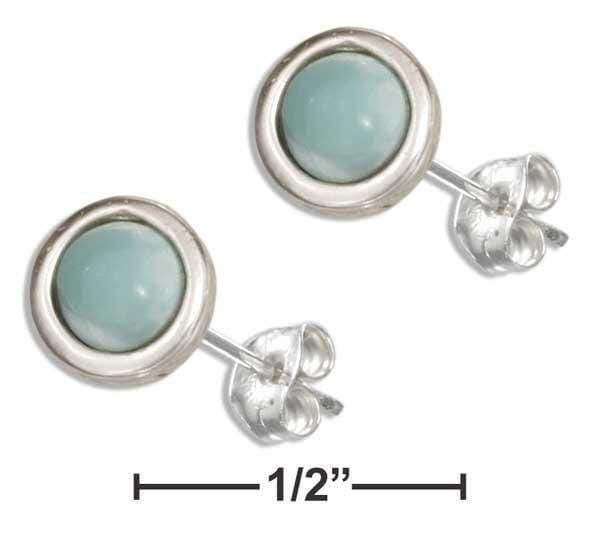 Silver Earrings Sterling Silver Earrings:  7MM Round Larimar Earrings JadeMoghul Inc.