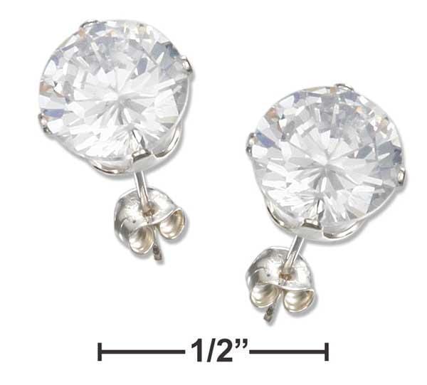 Silver Earrings Sterling Silver Earrings: 8mm Round Cubic Zirconia Post Earrings JadeMoghul