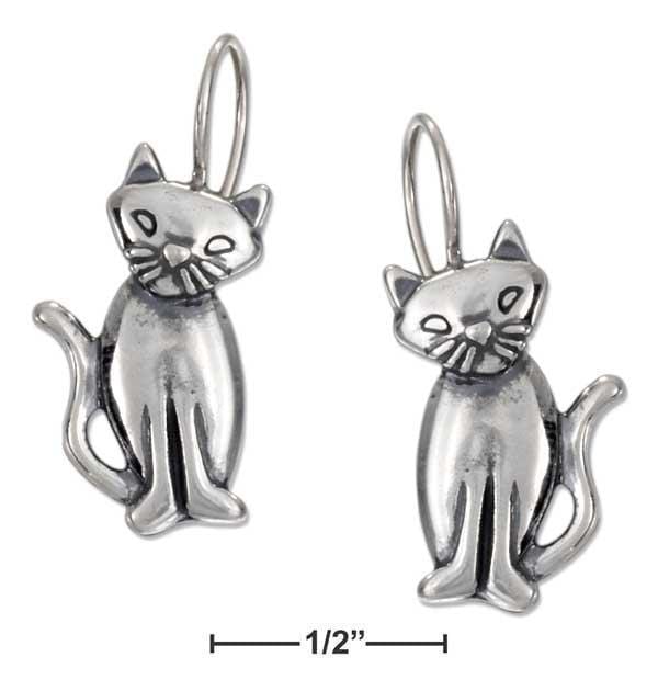 Silver Earrings Sterling Silver Earrings: Adorable Cat Earrings With Tilted Head On Wire JadeMoghul