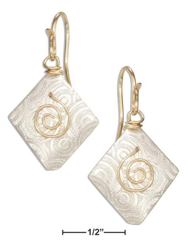 Silver Earrings Sterling Silver Earrings:  And 12 Karat Gold Filled Diamond Shaped Spiral Dangle Earrings JadeMoghul Inc.