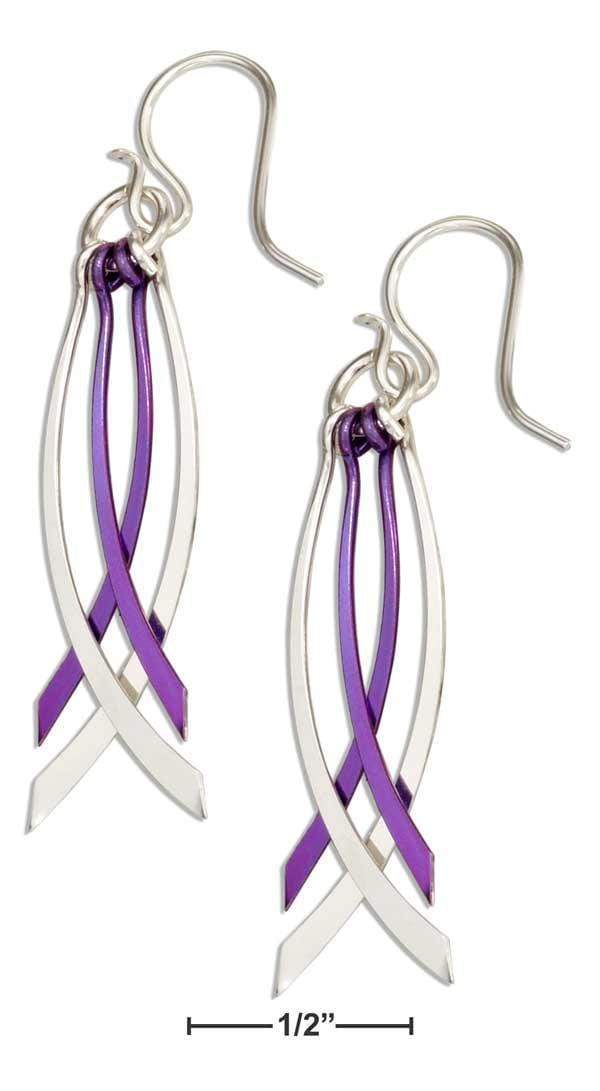 Silver Earrings Sterling Silver Earrings:  And Purple Niobium Multi Curved Dangle Earrings On Shepherd Hooks JadeMoghul Inc.