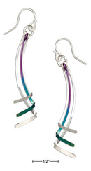 Silver Earrings Sterling Silver Earrings:  And Rainbow Niobium Triple Graduated Folded Spoon Dangle Earrings JadeMoghul Inc.