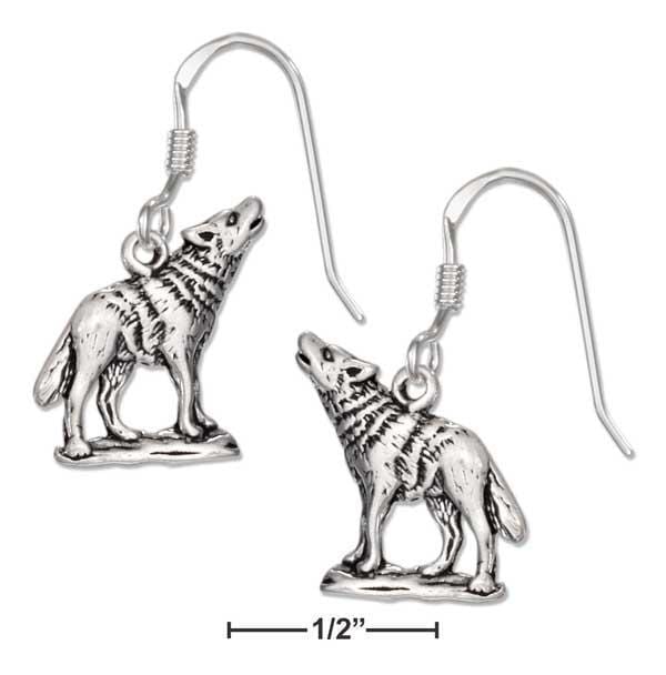 Silver Earrings Sterling Silver Earrings: Antiqued Howling Wolf Earrings On French Wires JadeMoghul