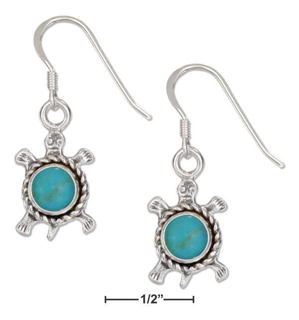 Silver Earrings Sterling Silver Earrings: Antiqued Simulated Turquoise Turtle Earrings With French Wires JadeMoghul