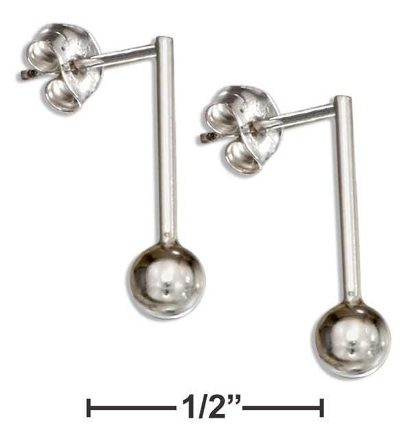 Silver Earrings Sterling Silver Earrings:  Bar And Ball Earrings JadeMoghul Inc.