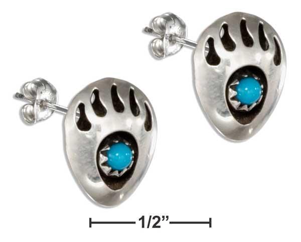 Silver Earrings Sterling Silver Earrings: Bear Claw Post Earrings With Round Simulated Turquoise Stone JadeMoghul