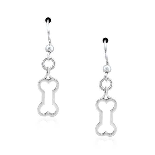 Silver Earrings Sterling Silver Earrings:  Bone Ah Petite Silhouette Dog Bone Dangle Earrings JadeMoghul Inc.