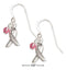 Sterling Silver Earrings: Breast Cancer Awareness Ribbon Earrings With Pink Swarovski Crystals