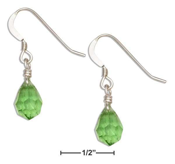 Silver Earrings Sterling Silver Earrings:  Bright Green May Birthstone Faceted Pear Crystal Dangle Earrings JadeMoghul Inc.