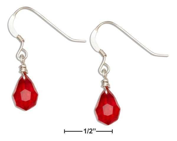 Silver Earrings Sterling Silver Earrings:  Bright Red July Birthstone Faceted Pear Crystal Dangle Earrings JadeMoghul Inc.