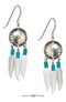 Silver Earrings Sterling Silver Earrings: Concho Earrings With Feathers And Simulated Turquoise Heishi JadeMoghul