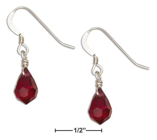 Silver Earrings Sterling Silver Earrings:  Cranberry Red January Birthstone Facet Pear Crystal Dangle Earrings JadeMoghul Inc.