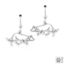 Silver Earrings Sterling Silver Earrings:  Crouching Border Collie Dog Earrings On French Wires JadeMoghul Inc.