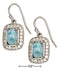 Silver Earrings Sterling Silver Earrings:  Cushion Shape Larimar Earrings With Pave Cubic Zirconia Frame JadeMoghul Inc.