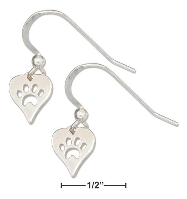 Silver Earrings Sterling Silver Earrings:  Cutout Dog Paw Print Heart Earrings JadeMoghul Inc.