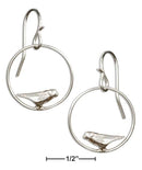 Silver Earrings Sterling Silver Earrings:  Dangling Circle With Bird Earrings JadeMoghul Inc.