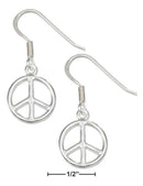 Silver Earrings Sterling Silver Earrings: Dangling Peace Sign Earrings On French Wires JadeMoghul