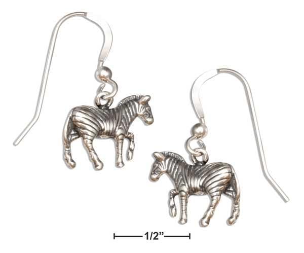 Silver Earrings Sterling Silver Earrings:  Dangling Zebra Earrings On French Wires JadeMoghul Inc.