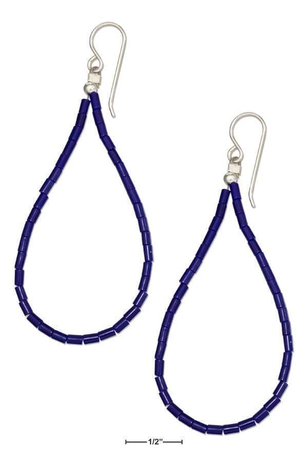 Silver Earrings Sterling Silver Earrings:  Deep Blue Heishi Bead Hoop Earrings JadeMoghul Inc.