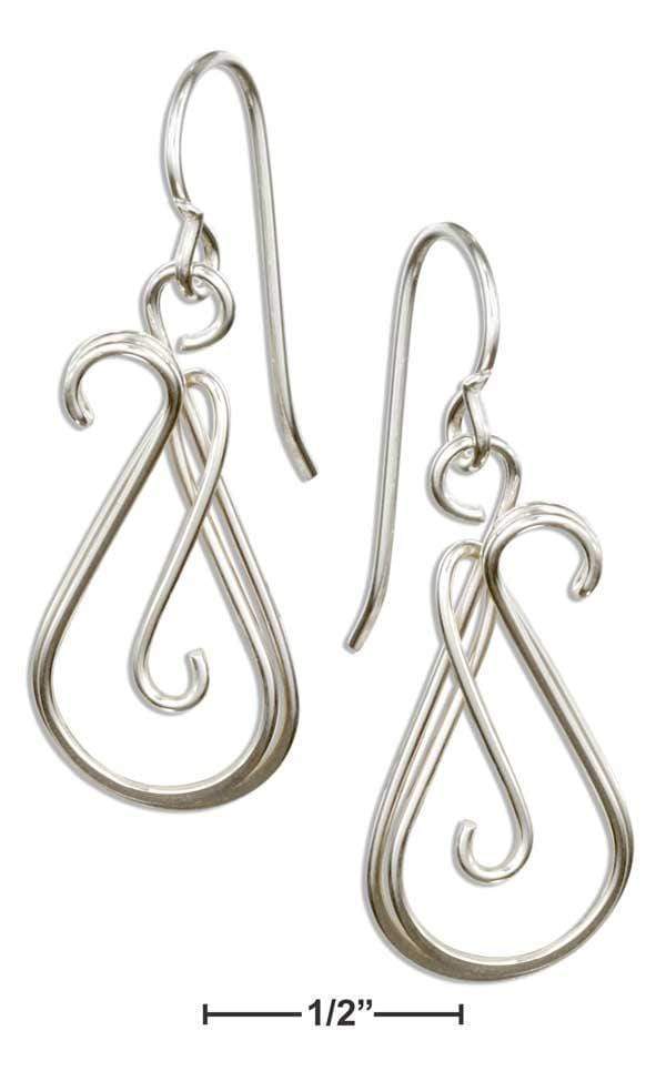 Silver Earrings Sterling Silver Earrings:  Double Wire Scroll Teardrop Earrings JadeMoghul Inc.