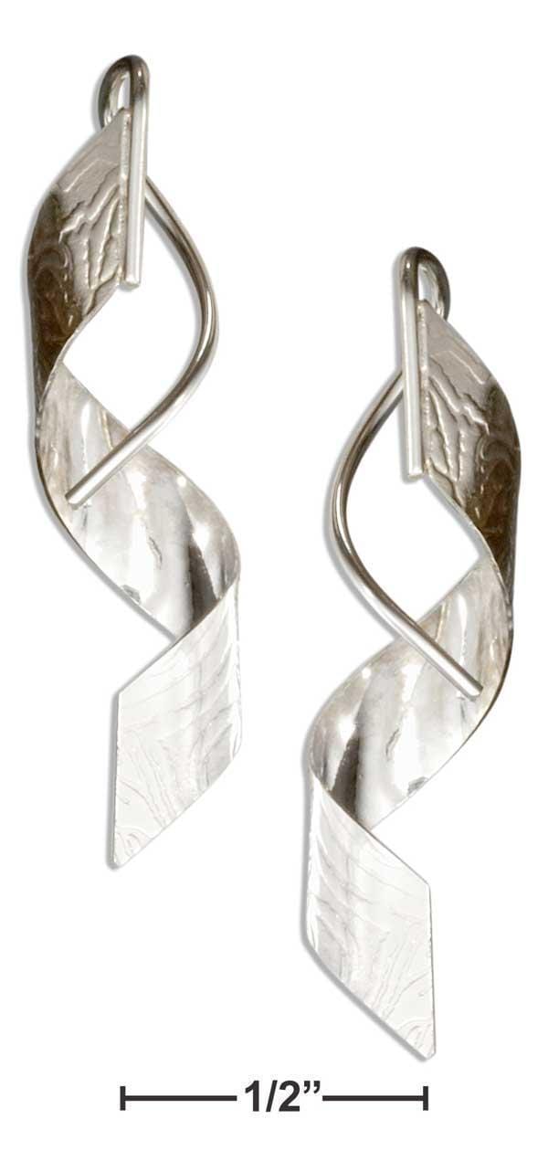 Silver Earrings Sterling Silver Earrings:  Etched Wide Streamer Earrings JadeMoghul Inc.