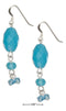 Silver Earrings Sterling Silver Earrings:  Faceted Blue Chalcedony Oval Earrings With Blue Crystal Dangles JadeMoghul Inc.