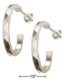 Silver Earrings Sterling Silver Earrings:  Faceted Design Hammered 23MM 3-4 Hoop Earrings On Posts JadeMoghul Inc.