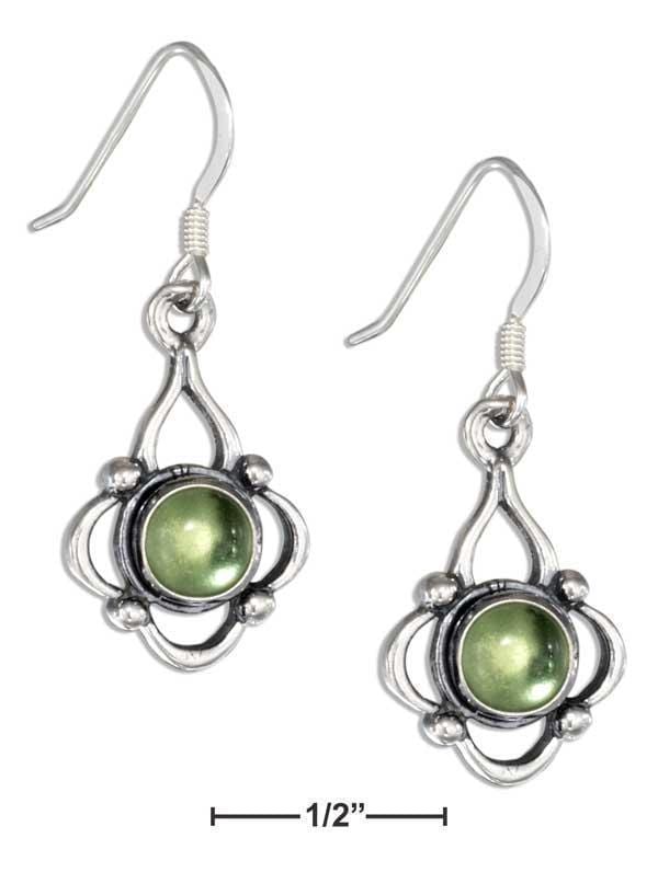 Silver Earrings Sterling Silver Earrings: Fancy Open Scrolled Border Peridot Earrings JadeMoghul