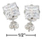 Silver Earrings Sterling Silver Earrings: Fancy Segmented Cut 6mm Square Cubic Zirconia Studs JadeMoghul