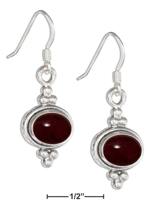 Silver Earrings Sterling Silver Earrings: Framed Oval Garnet Earrings On French Wires JadeMoghul